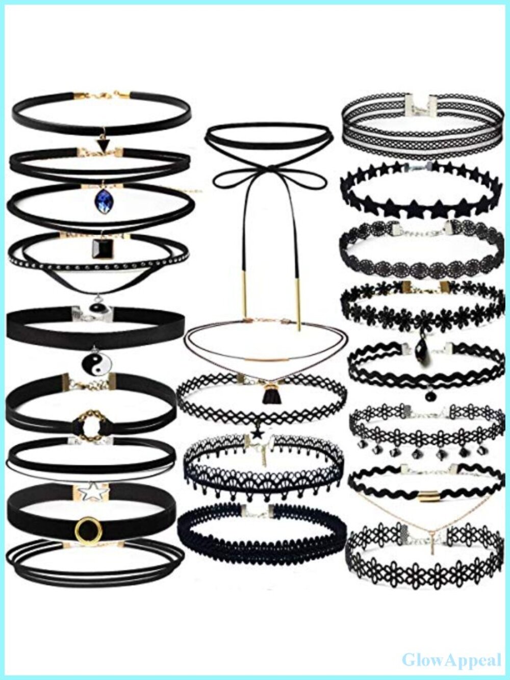 22 Pc Velvet Choker Necklace Set Adjustable Gothic Lace Collar Party Cosplay